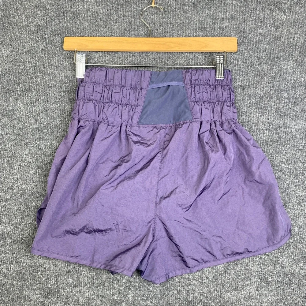 FP Movement Free People The Way Home Shorts Purple High Rise Smocked Waist M - Picture 7 of 7